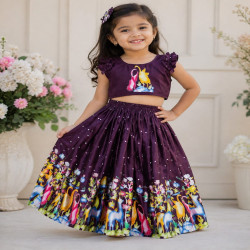Girls Designer Printed Lehenga Choli Set